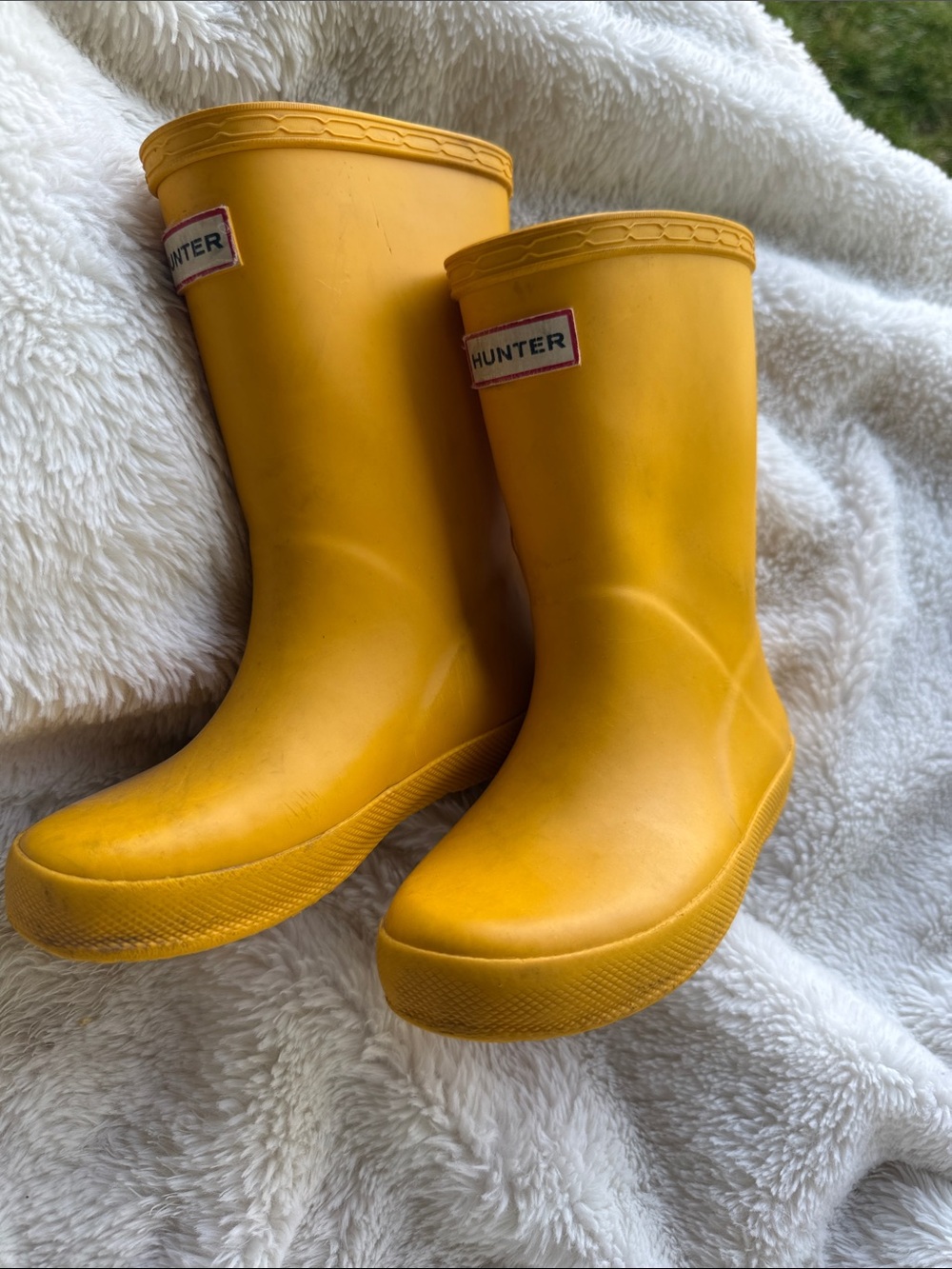 Hunter Kids Yellow Mid-Calf Rain Boots